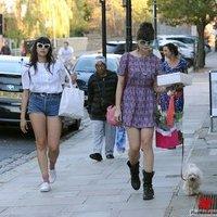 Daisy Lowe and a female companion walking her pet dog | Picture 89019